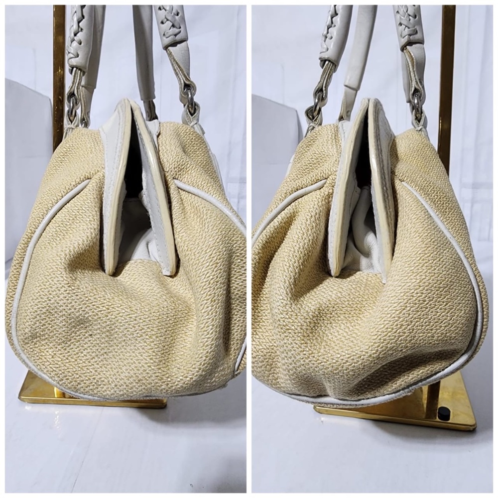 Authentic CHRISTIAN DIOR Raffia Frame Shoulder Bag Beige/Off-White - Picture 9 of 16